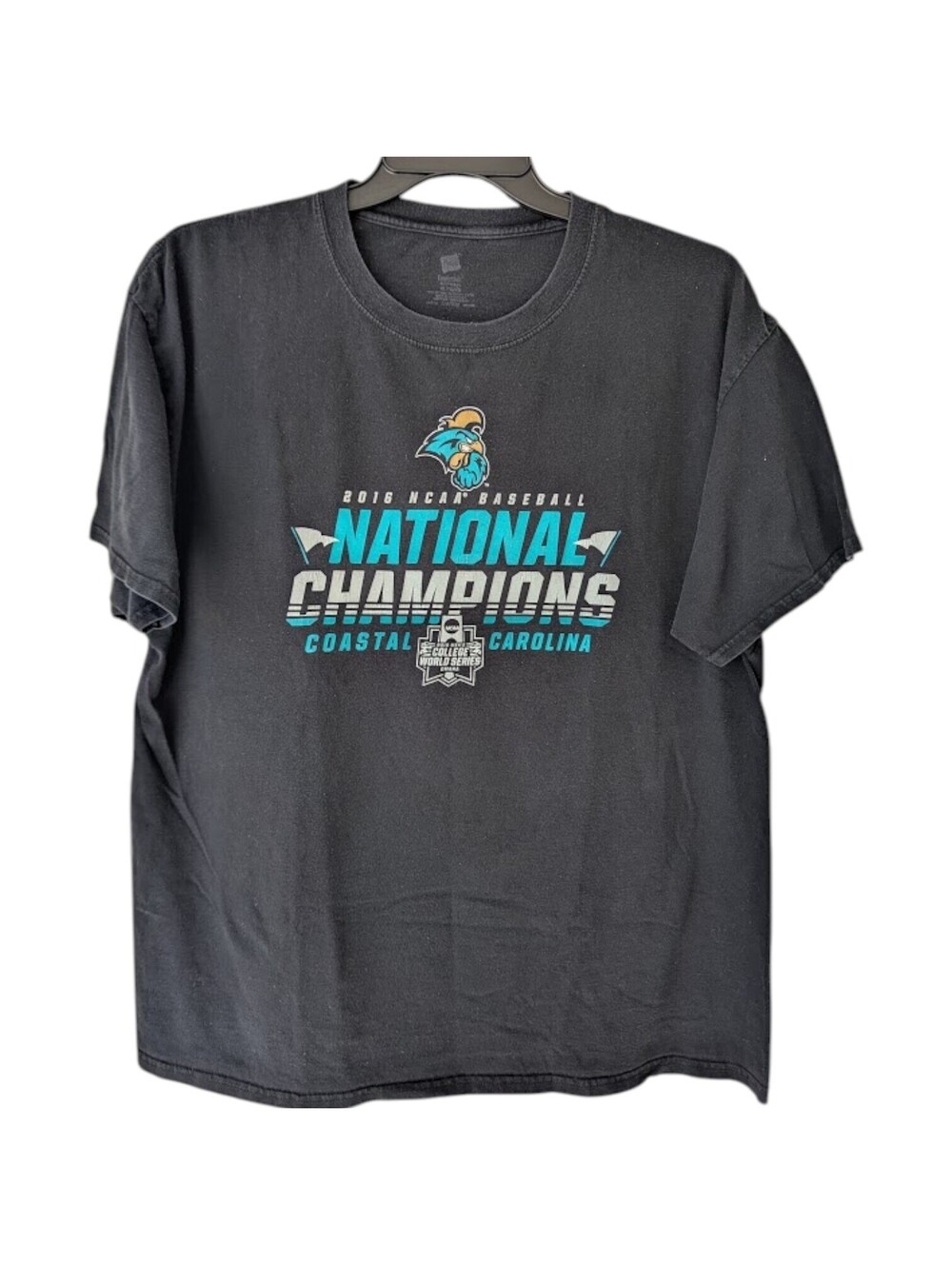 Coastal Carolina University T-Shirt XL Black 2016 CWS National Champions 23.5x29